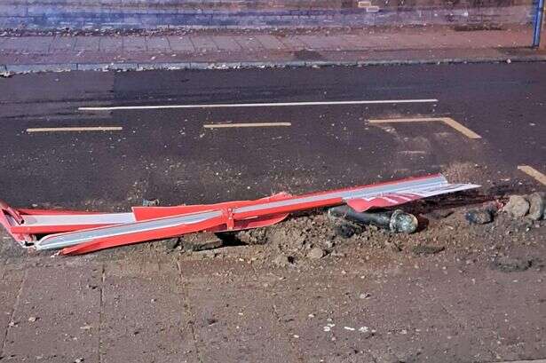 Car crashes into Quinton bus stop and bollards opposite school