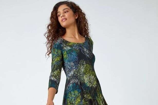 Shoppers love Roman's 'crease proof' autumnal green floral dress so much they got it in both colours