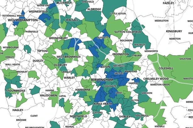 24 West Midlands postcodes with Covid-19 rates over 100 as swathes of Birmingham 'go blue'