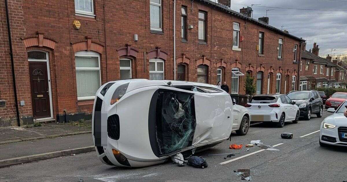 Driver flips vehicle after smashing into parked cars on residential 'race track' road