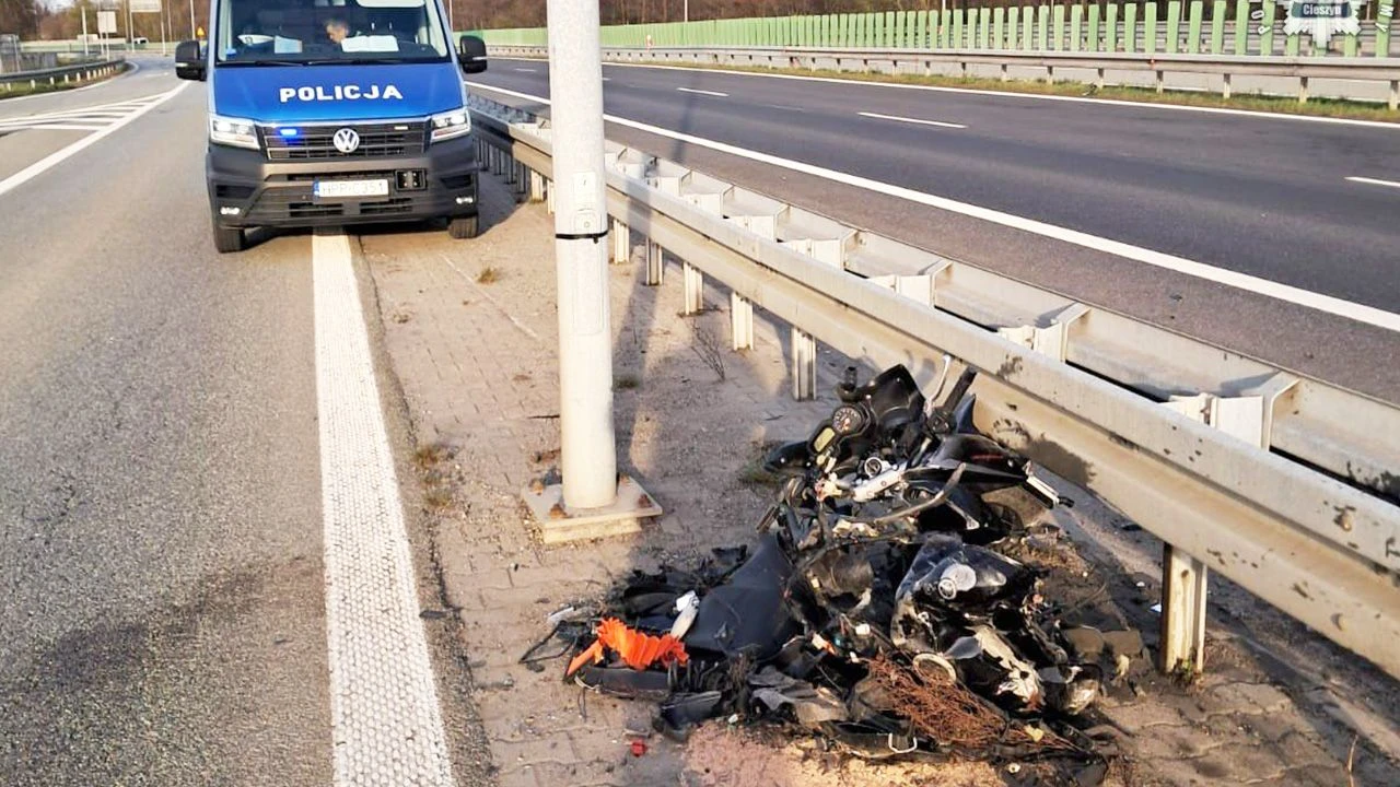 Pijany motocyklista stracił panowanie nad maszyną na ekspresówce