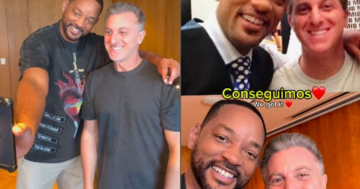 Will Smith derruba celular de Luciano Huck ao recriar foto e diz que vai comprar um novo; veja vídeo