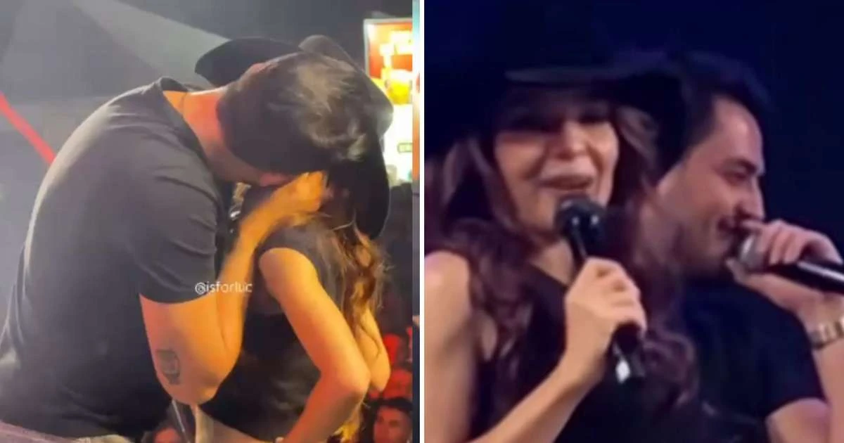 Tá rolando? Filho de Leonardo beija Maiara em show e público vibra com possível romance