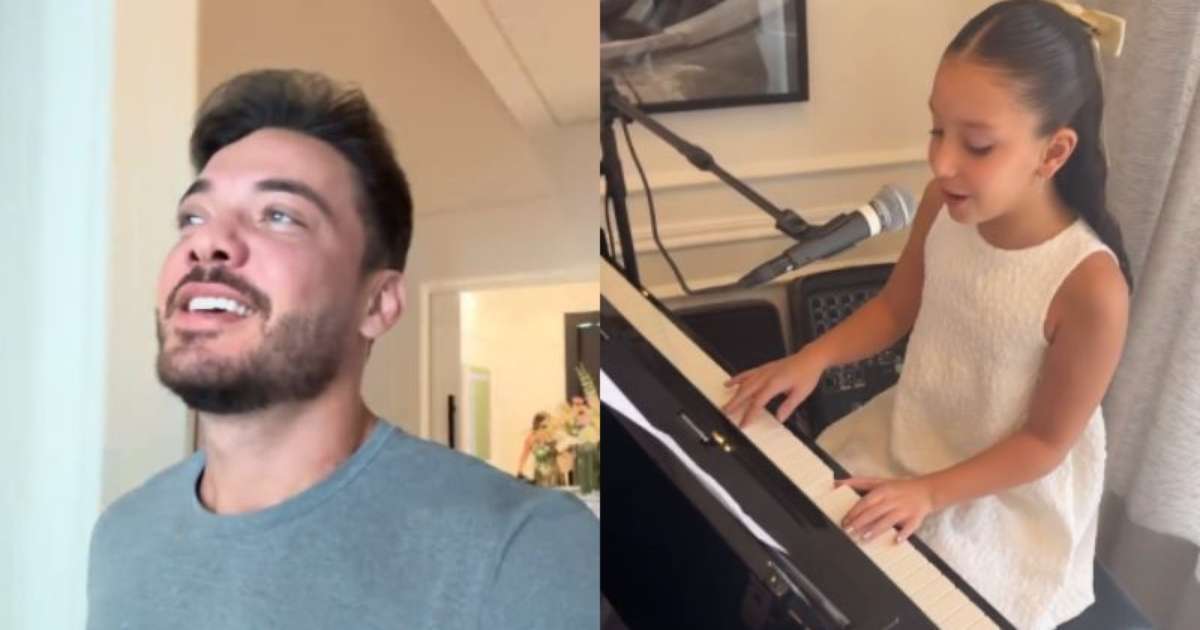 Wesley Safadão se emociona ao ver filha soltando a voz e tocando piano: 'Coisa linda'