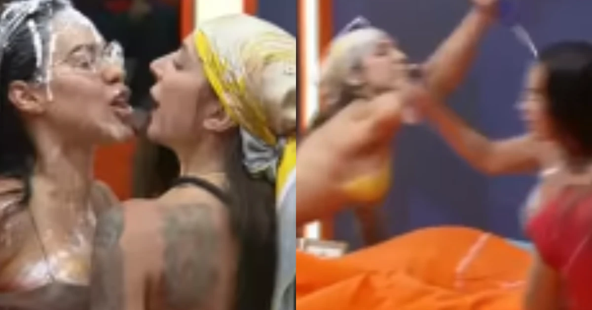 A Fazenda: Tàmiris joga desodorante e Martina revida com creme na cara da peoa