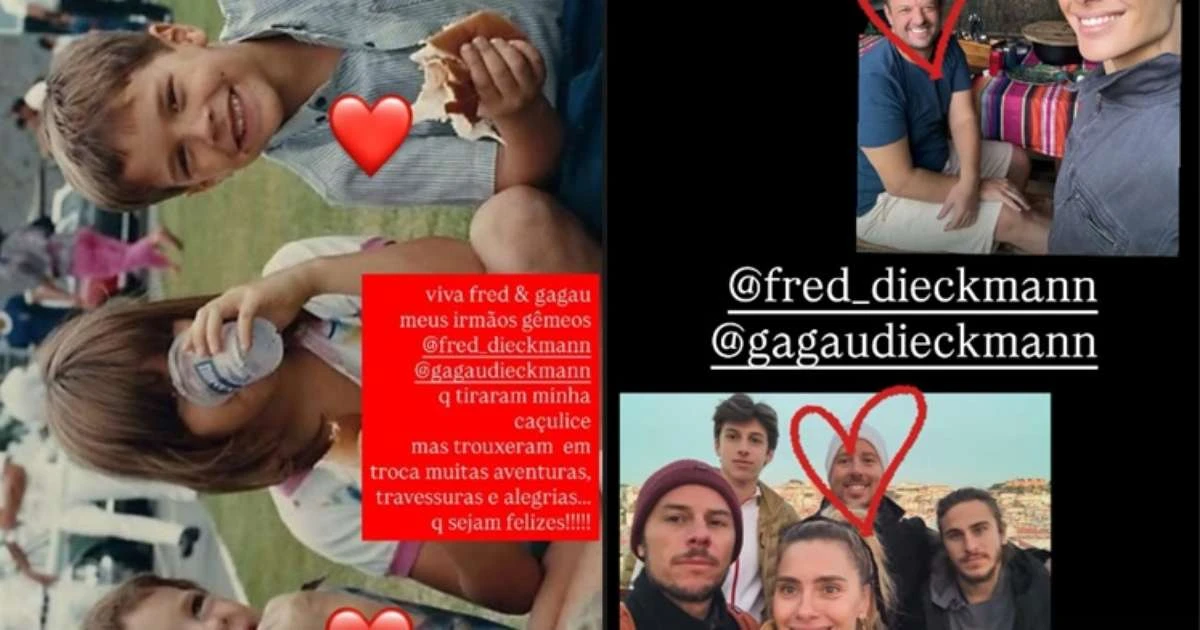 Carolina Dieckmann surge em rara aparição com os irmãos gêmeos: 'Fred e Gagau'