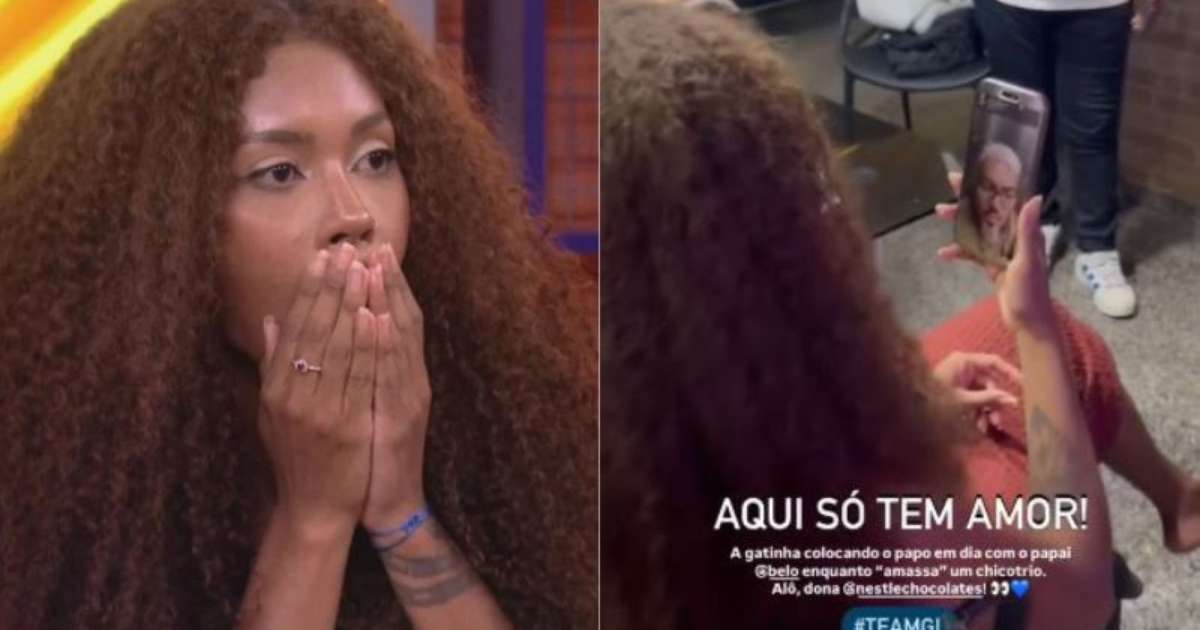 BBB25: Giovanna faz chamada de vídeo com Belo após eliminação: 'Papo em dia com o papai'