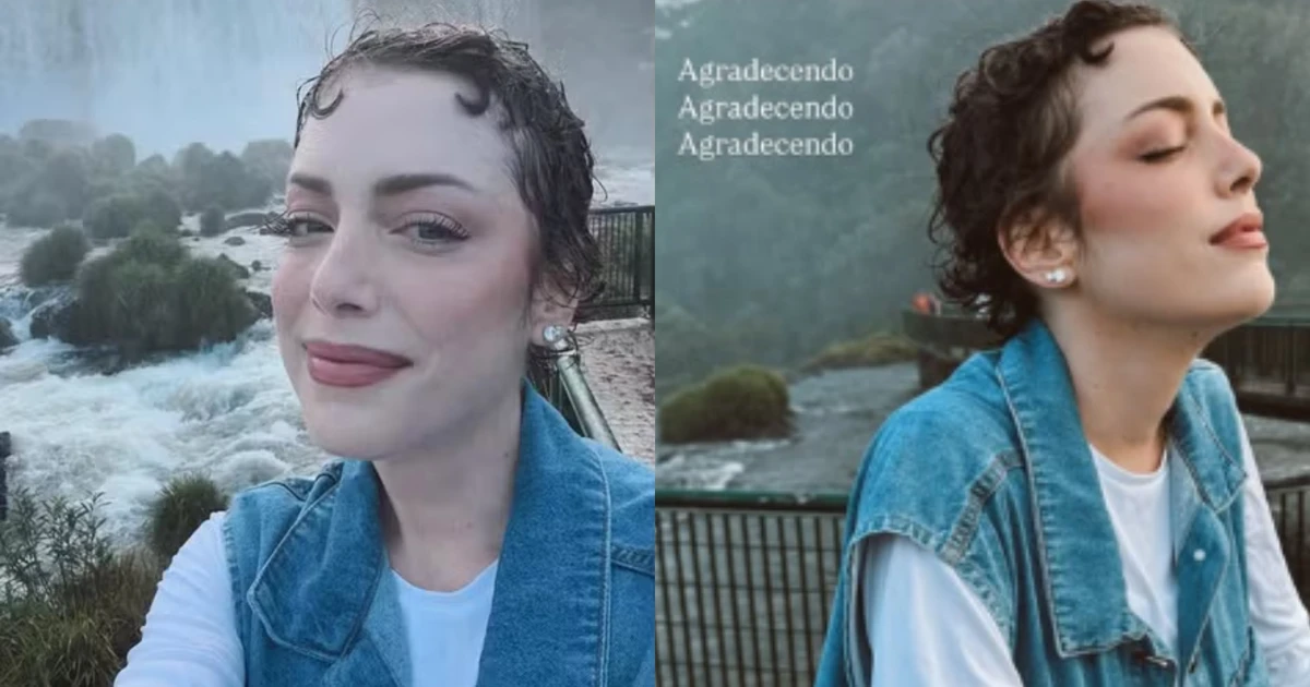 Em remissão do câncer, Fabiana Justus cai no choro durante visita às Cataratas do Iguaçu