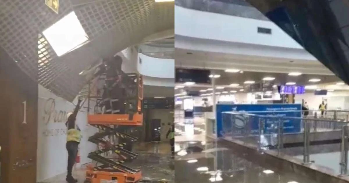 Desabamento de teto interdita área do embarque do Aeroporto Salgado Filho, em Porto Alegre