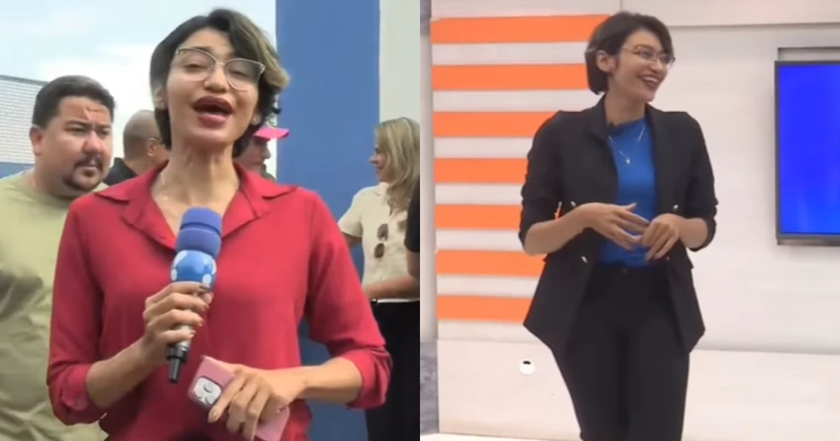 Jornalista tem crise de riso ao aparecer na rua e no estúdio ao mesmo tempo e viraliza: 'Multitarefas, bebê'