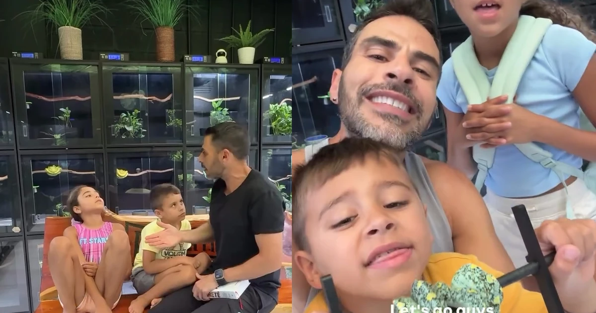Homem que cria mais de 100 cobras dentro de casa deixa elas conviverem com seus filhos
