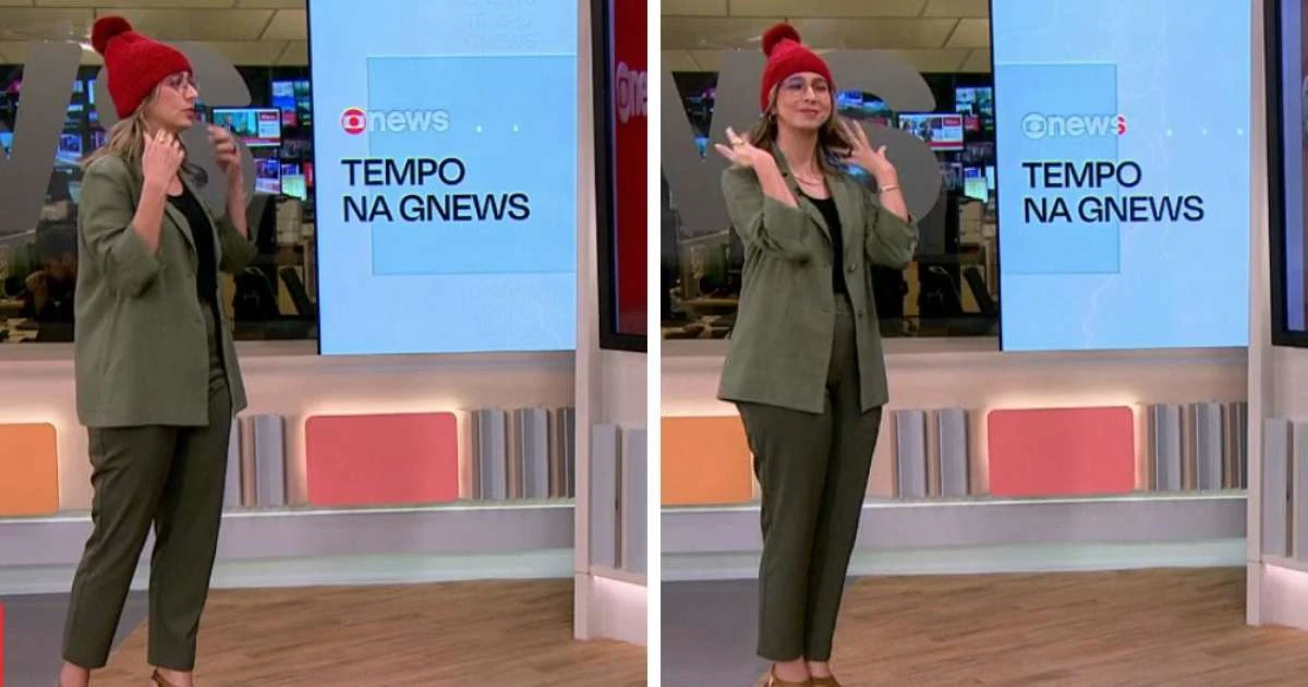 Onda de frio: Jornalista da Globo veste gorro ao vivo no estúdio para chamar a previsão do tempo