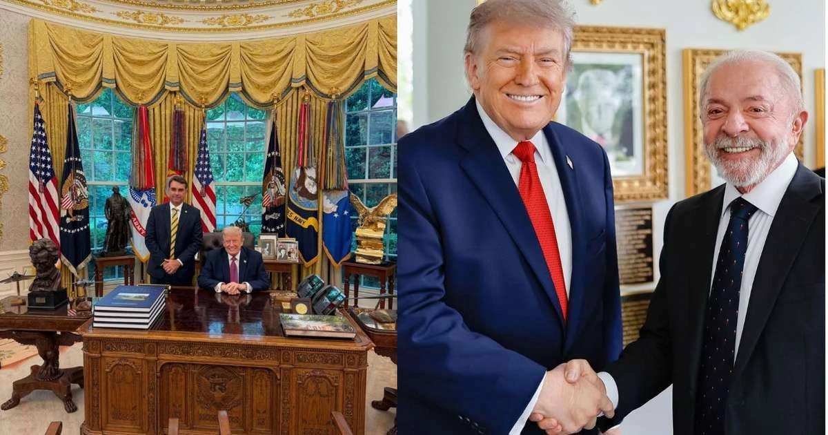 Submissão e proximidade política: especialistas avaliam diferenças entre fotos de Trump com Flávio Bolsonaro e Lula