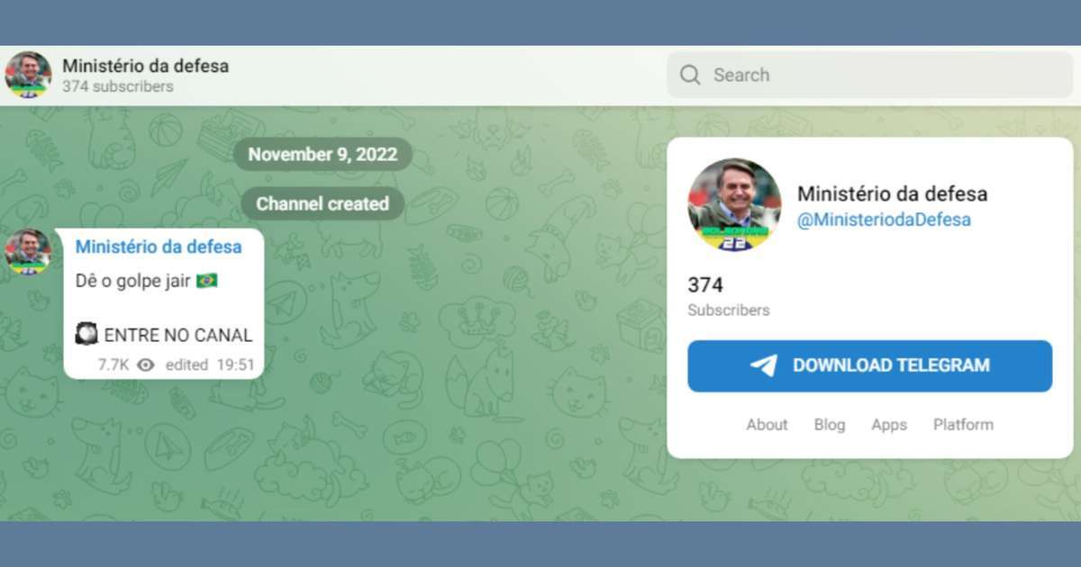 Ministério da Defesa divulgou link de canal que pedia golpe de Estado em 2022