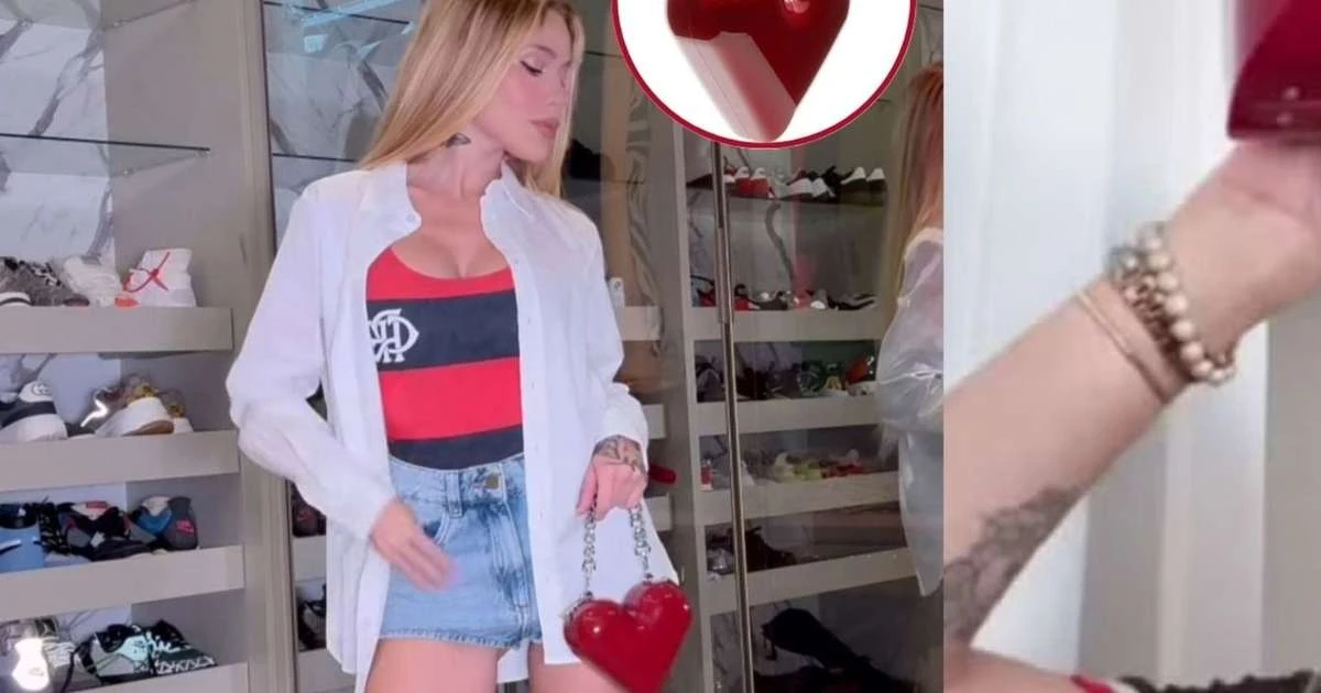 Namorada de Leo Pereira, Karoline Lima tem bolsa romântica de quase R$ 2 mil como amuleto na Copa do Mundo de Clubes. Detalhes!