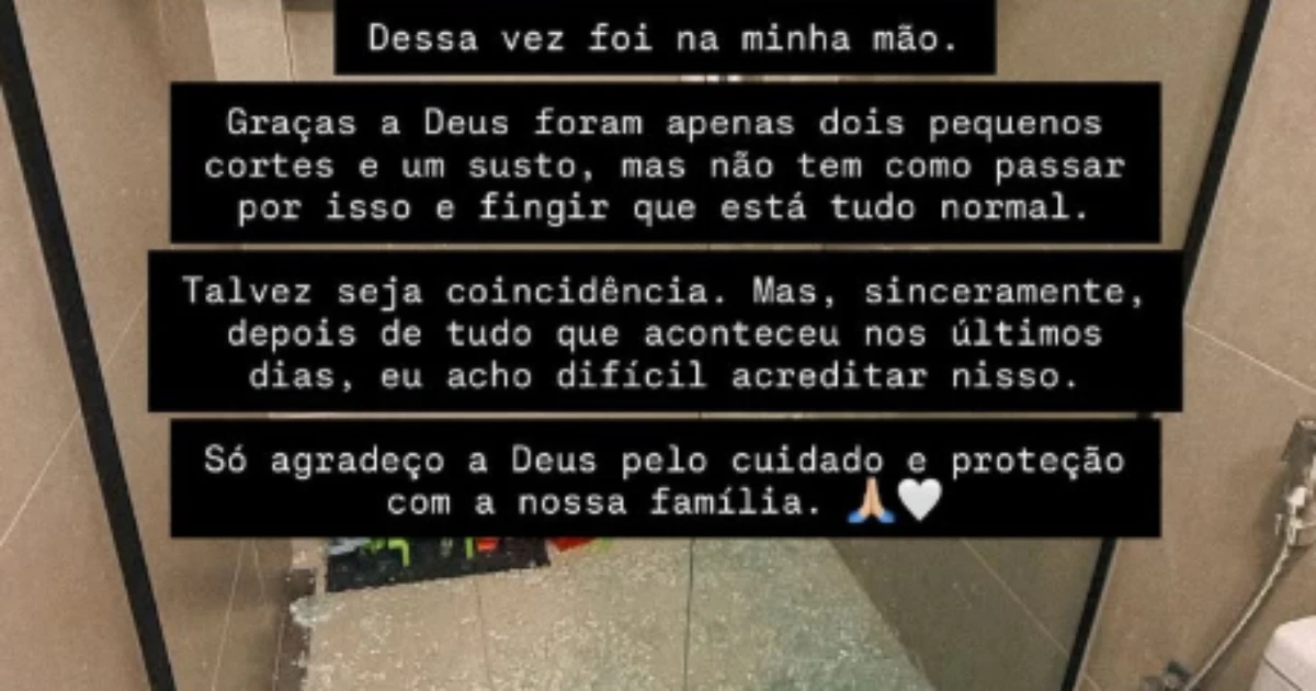 Ex-BBB Breno Simões se fere em box de vidro após acidente do filho