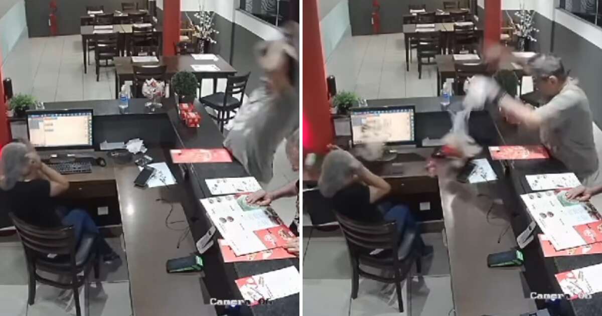 Câmera de segurança flagra cliente arremessando comida contra atendente de fast food em SC; veja