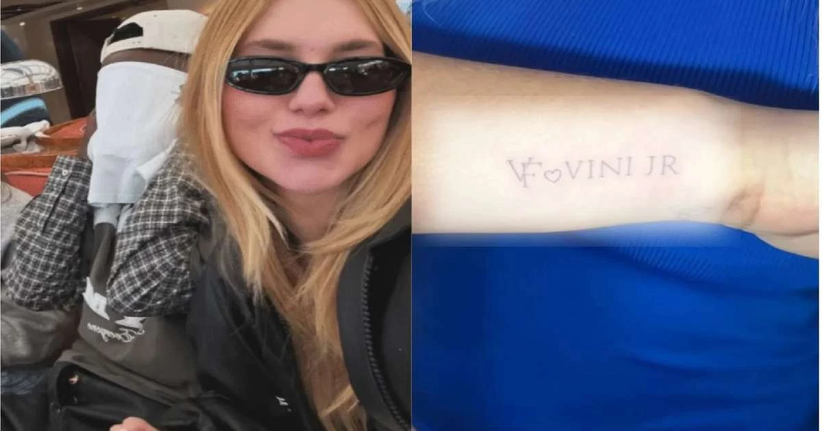 Fã surpreende ao tatuar nomes de Vini Jr. e Virginia para celebrar romance; veja