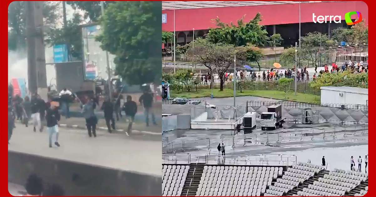 Pré-jogo entre Corinthians e Fla tem invasão, brigas e ônibus apedrejado; vídeo