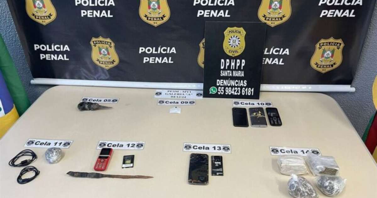 Polícia Civil apreende celulares, drogas e armas artesanais na Penitenciária Estadual de Santa Maria