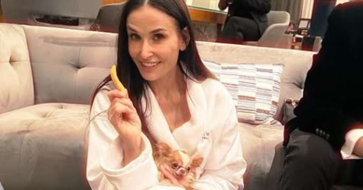 Com muita batata frita! Filha mostra como Demi Moore 'superou' derrota no Oscar; veja