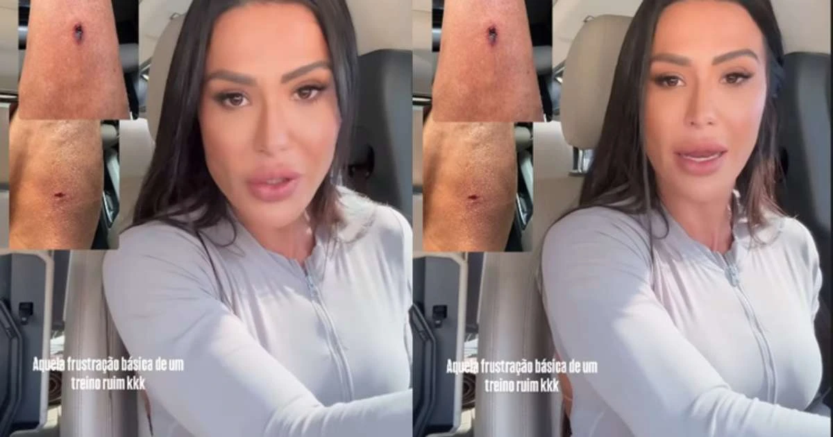 Gracyanne Barbosa relata acidente durante treino e desabafa sobre frustração