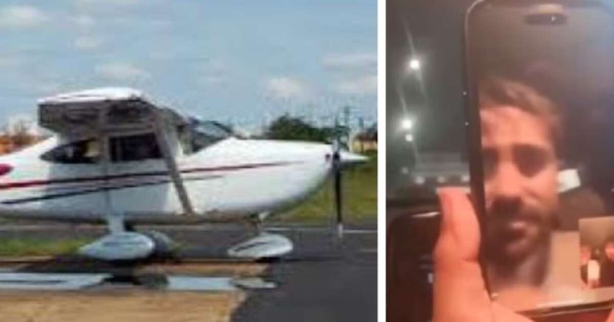 Piloto faz videochamada após ser resgatado de avião que caiu em Cuiabá; vídeo