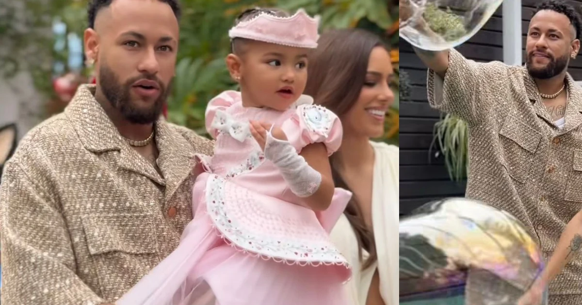 Basiquinho? Ele nem sabe o que é isso! Neymar ostenta look de R$ 14 mil em festa milionária da filha Mavie