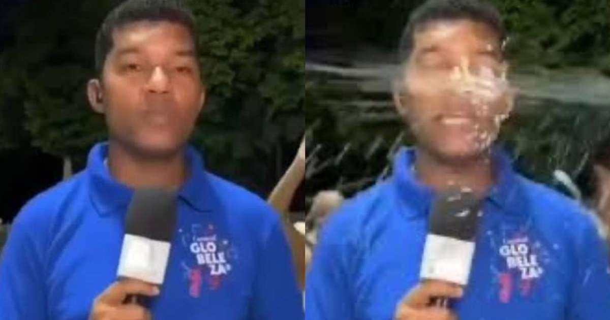 Repórter da Globo leva spray de espuma no rosto e é roubado por foliões ao vivo no RJ; veja