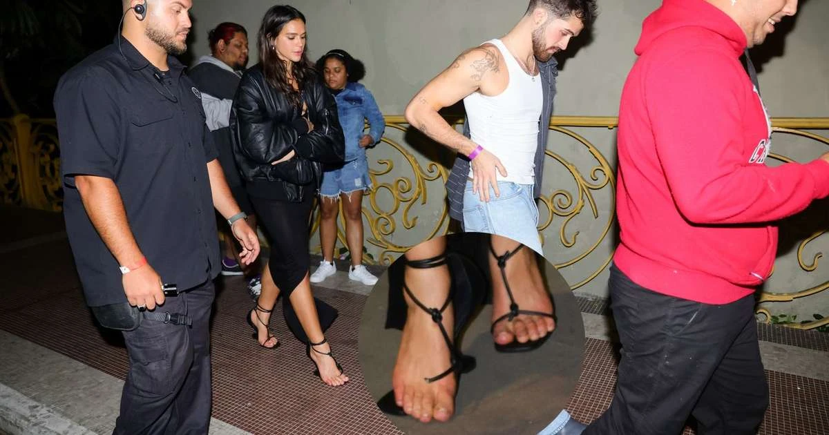 Descer do salto? Nunca! Bruna Marquezine arrebenta sandália de grife e 'mantém a pose' ao deixar festa acompanhada de João Guilherme em SP