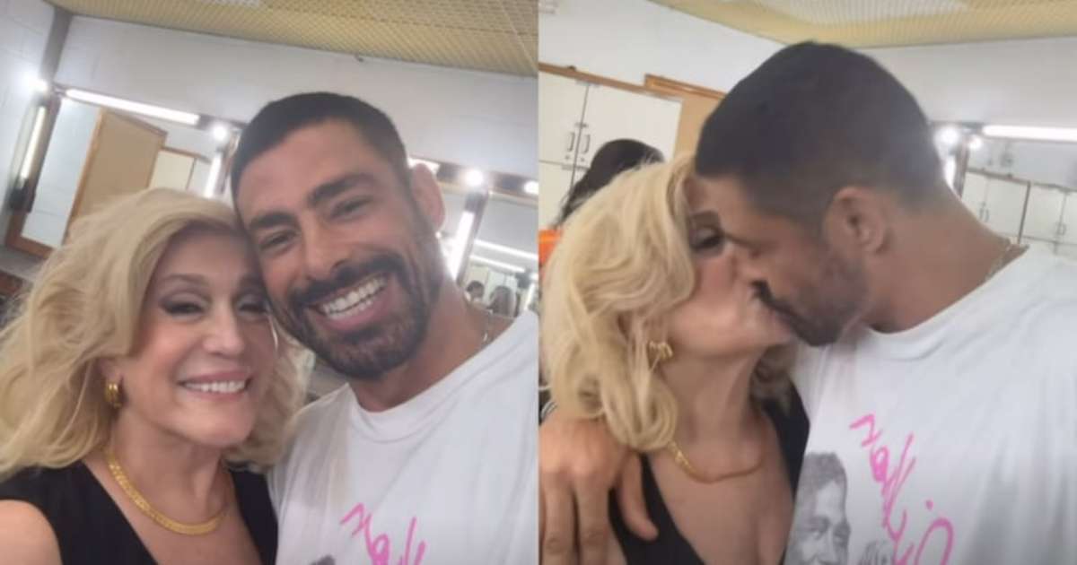 Cauã Reymond e Susana Vieira trocam selinho nos bastidores de 'Vale Tudo'; assista