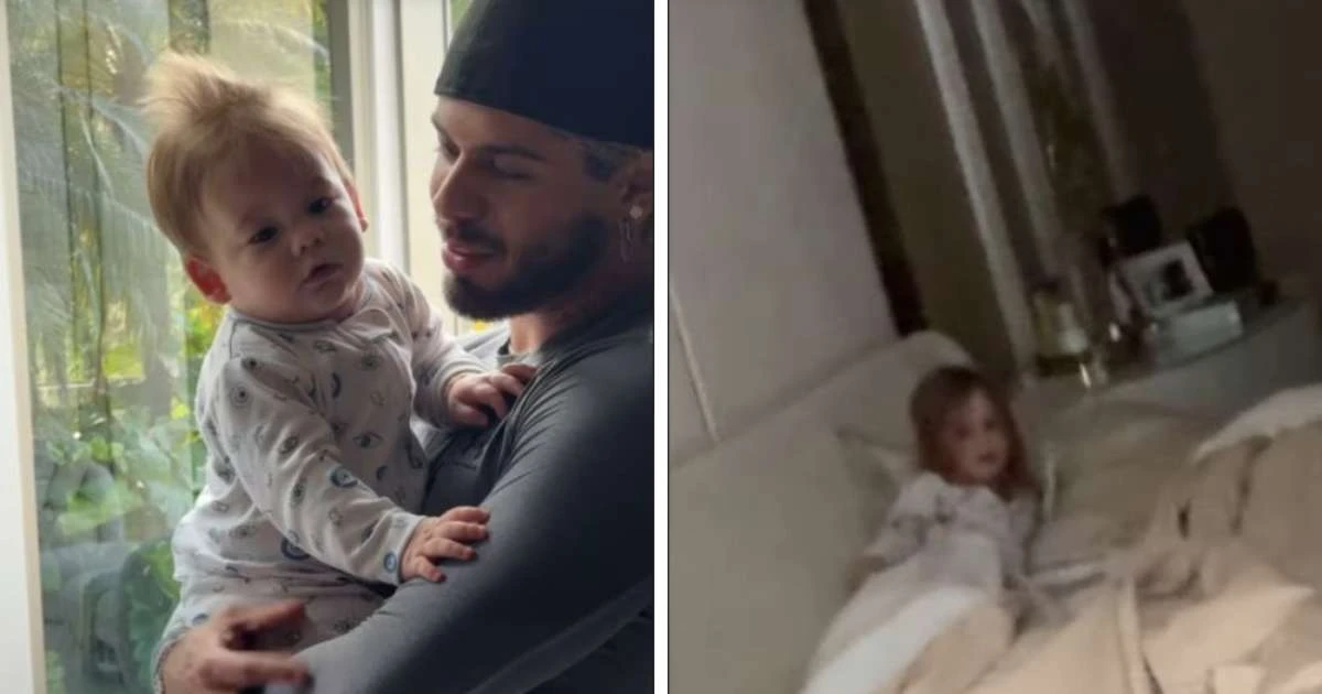 Logo cedo, Zé Felipe é visto com os filhos no quarto de Virginia Fonseca