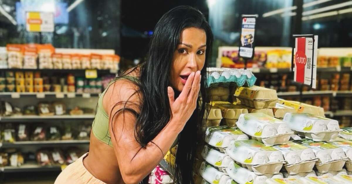 Gracyanne Barbosa vai ao mercado após eliminação do BBB25 e se choca com preço dos ovos