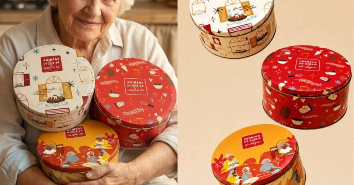 Vó Alzira traz latas colecionáveis para o Dia das Avós