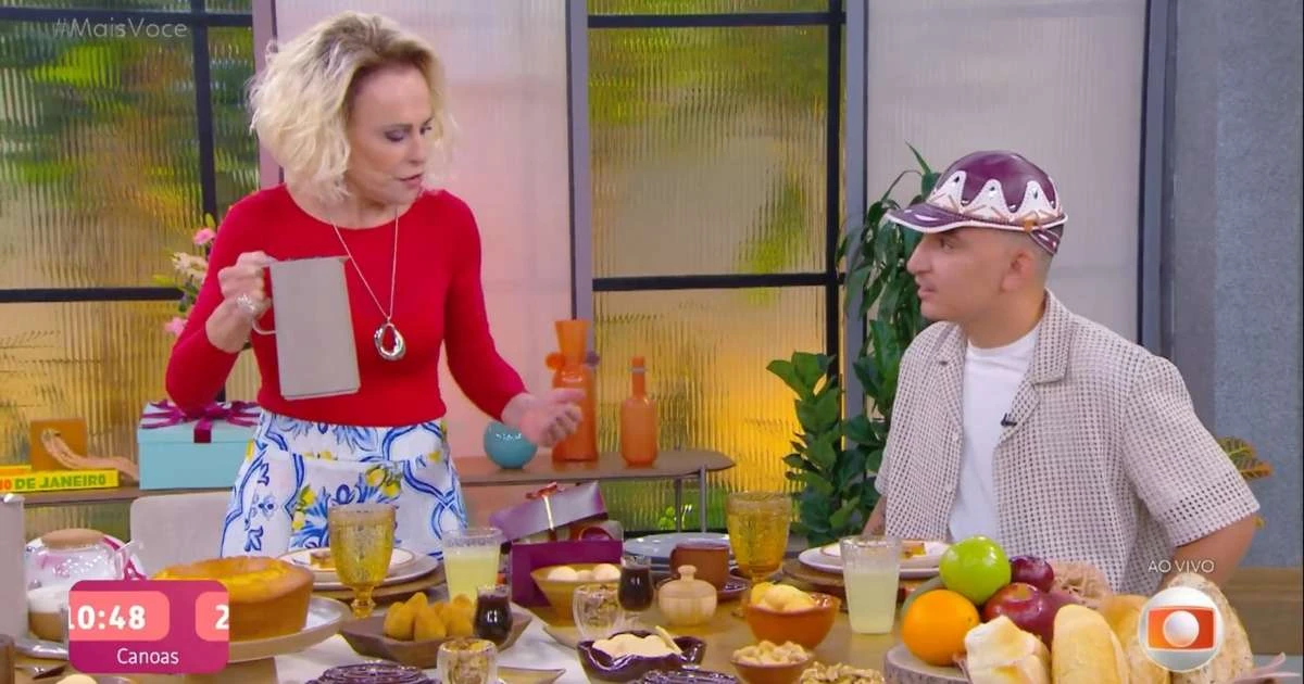 Ana Maria Braga manda João Gomes 'sentar direito' no Mais Você e o cantor surpreende com atitude ao vivo