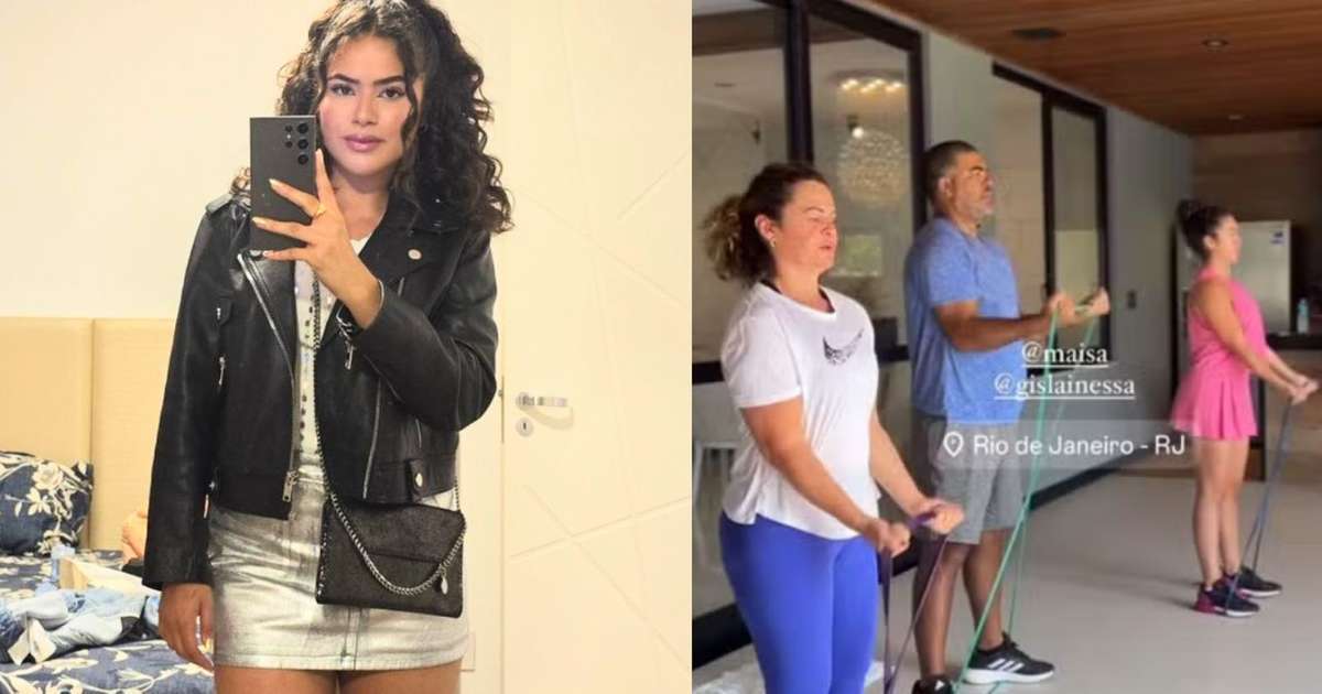 Visita dos pais! Maisa faz treino em família em sua nova mansão no Rio; confira