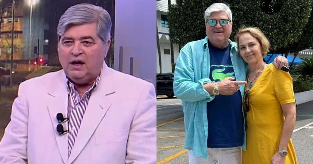 Datena atualiza estado de saúde da esposa após acidente: 'Quebrou dois pulsos e a bacia'