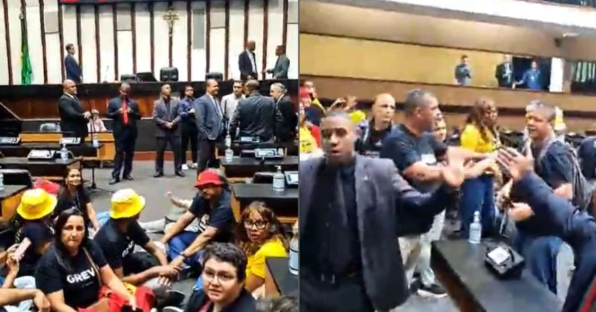 Sessão da Assembleia da Bahia é encerrada após manifestação invadirem plenário