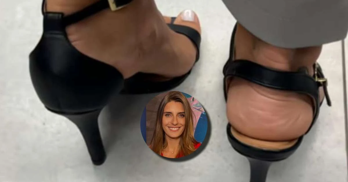 Apresentadora se confunde na hora de calçar os sapatos e faz colegas rirem de gafe