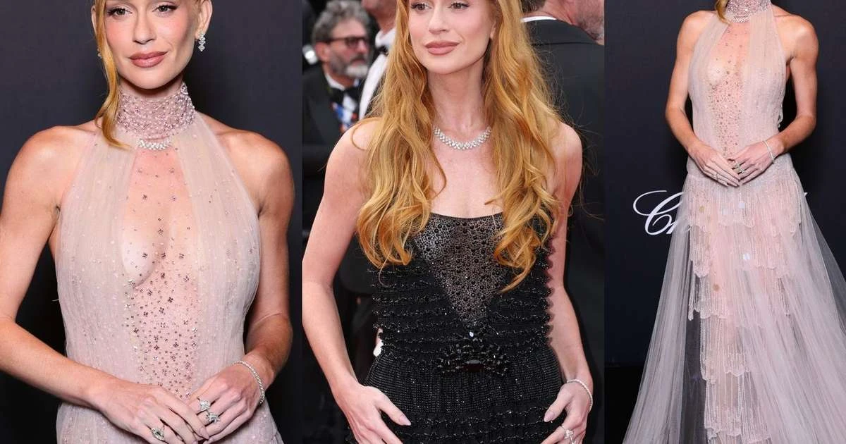 Com 'naked fashion' proibido, Marina Ruy Barbosa usa 2 vestidos no mesmo dia com transparência ao limite em Cannes