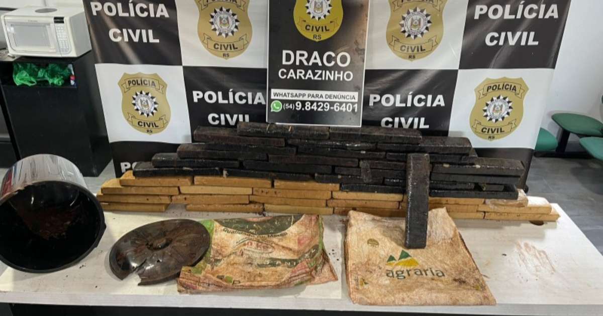 Polícia Civil apreende 39 kg de maconha enterrados em mata em Carazinho