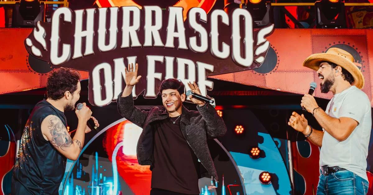 Parceria inédita! Léo Foguete participa de gravação com Fernando e Sorocaba no 'Churrasco On Fire'