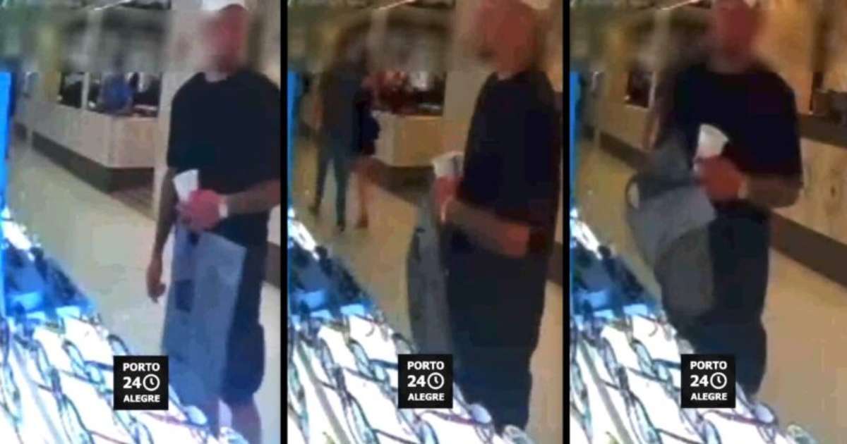 Vídeo: Homem não identificado é flagrado roubando no Shopping Iguatemi em Porto Alegre