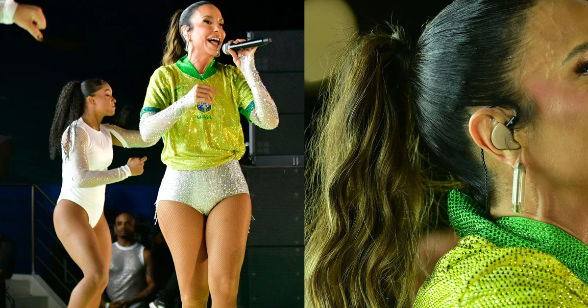Mainha brilhou! Ivete Sangalo coloca as 'pernocas' de fora em look customizado da Seleção antes de Brasil x Chile