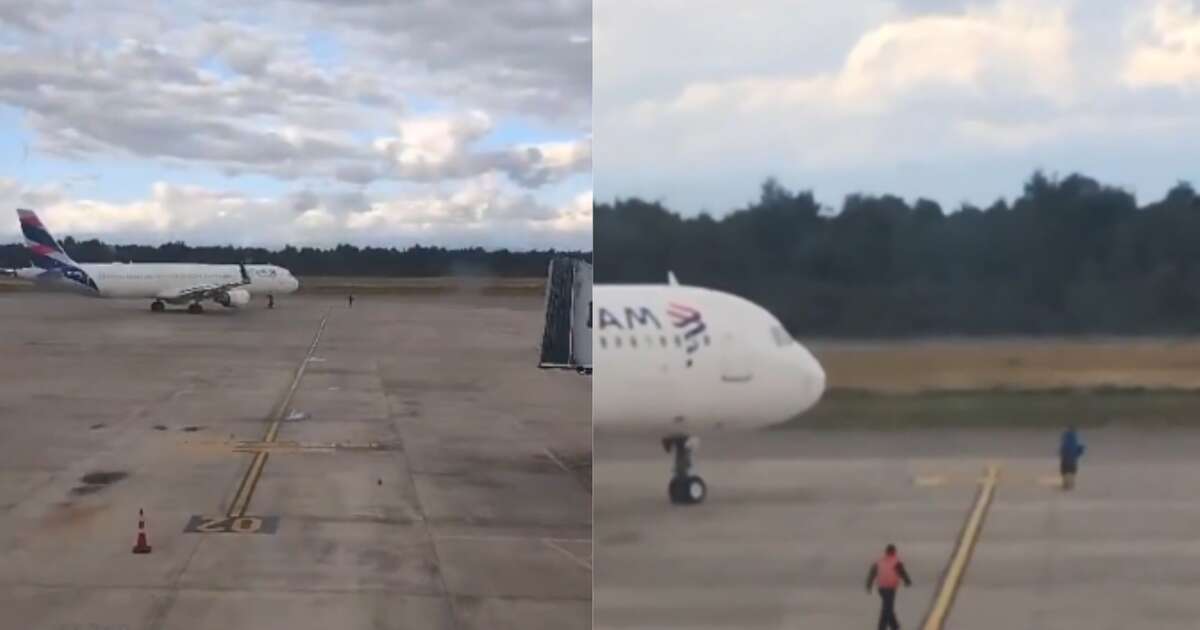 Homem invade pista de aeroporto e tenta impedir decolagem de avião da Latam após perder voo