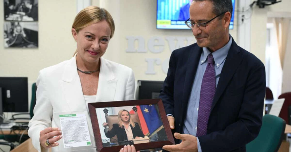 Meloni visita sede da ANSA em Roma pelos 80 anos da agência