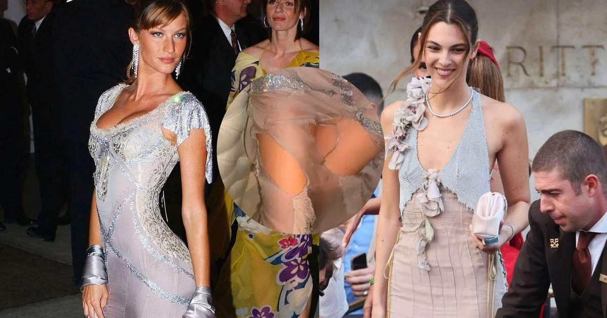 Há 22 anos, Gisele Bündchen brilhava com look vintage Dolce & Gabanna no Met Gala; duas décadas depois, ele foi destruído pela atual de seu ex