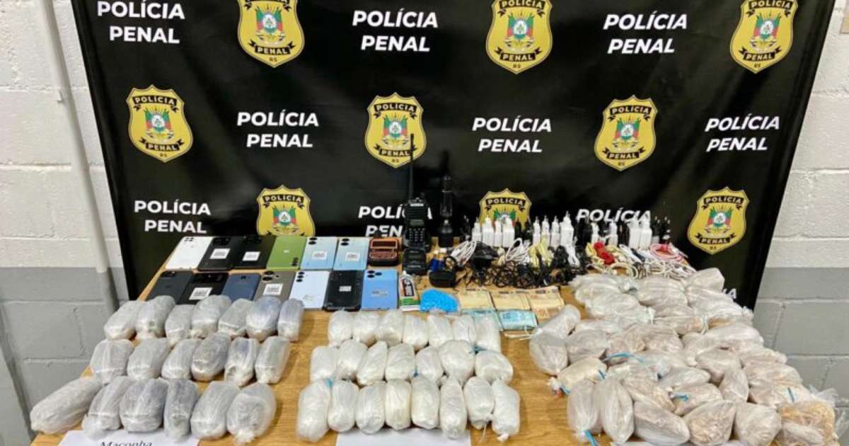 Descoberta de drogas, celulares e dinheiro escondidos na parede do refeitório de Penitenciaria do RS