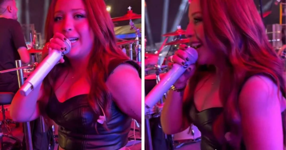 Mari Fernandez rasga calça em show e improvisa com fita isolante: 'Quem viu, viu'