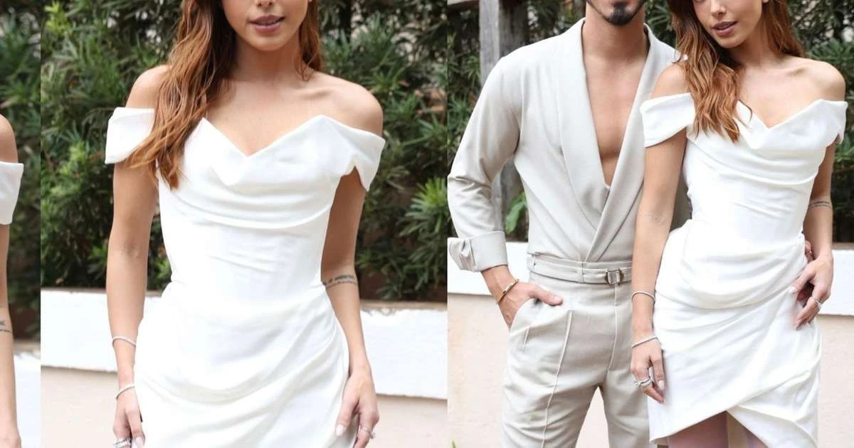 O look de Giovanna Lancellotti para festa pré-casamento com Gabriel David: atriz da novela 'Dona de Mim' repete marca de vestido de noiva e usa salto extravagante; veja 20 fotos!